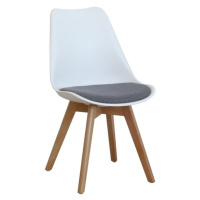 Designová židle POTTO, šedá látka/bílý plast/buk