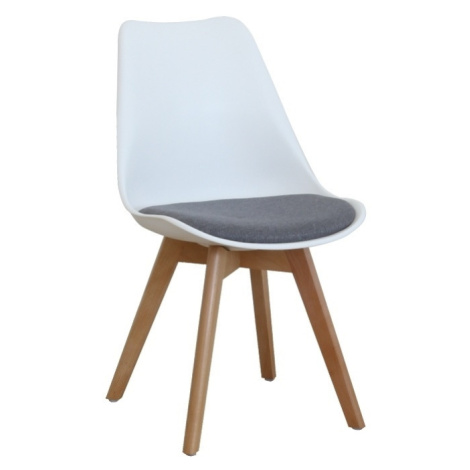 Designová židle POTTO, šedá látka/bílý plast/buk Tempo Kondela