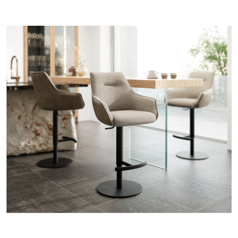 DELIFE Barová židle Alja-Flex materiálová kombinace mikrovlákno tmavě béžová bouclé tmavě béžová