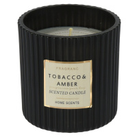 Svíčka v černém skle 250 g vůně tabáku a sladkého dřeva, 9 cm