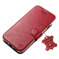 Mobiwear Kožené flip pouzdro pro Xiaomi Redmi 10 - Tmavě červené - L_DRS