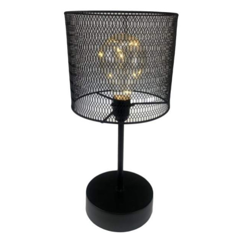 Lampa stolní kovová 10LED t.bílá na baterie černá 35cm