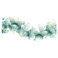 Fotografie Delicate turquoise and blue butterflies with, Natalia Churzina, 40x20 cm