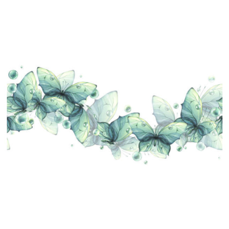 Fotografie Delicate turquoise and blue butterflies with, Natalia Churzina, 40 × 20 cm