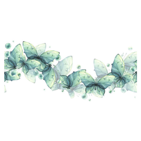 Umělecká fotografie Delicate turquoise and blue butterflies with, Natalia Churzina, (40 x 20 cm)