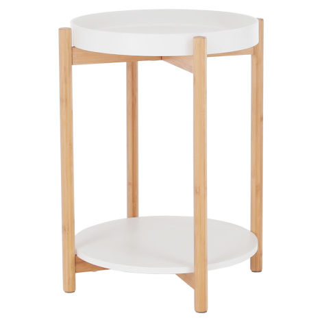 Příruční stolek s odnímatelnou tácem, bílá / přírodní, KABRA Tempo Kondela