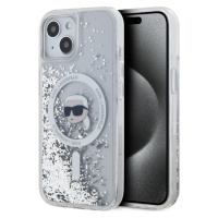 Karl Lagerfeld Liquid Glitter Karl Head Magsafe zadní kryt iPhone 15 čirý