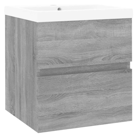vidaXL Umyvadlová skříňka s vestavěným umyvadlem šedá sonoma kompozit