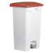 helit Nášlapná nádoba na odpad, objem 90 l, š x v x h 500 x 830 x 410 mm, bílá, červené víko
