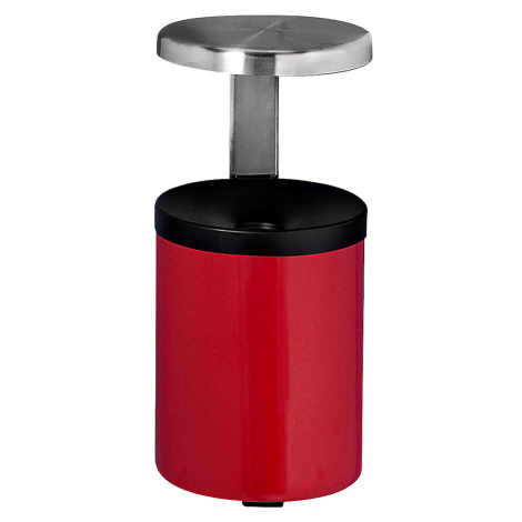 Bezpečnostní nástěnný popelník se stříškou, kulatý, 5,5 l, výška 390 mm, červená, ocelový plech