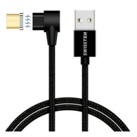 Swissten Arcade magnetický textilní datový kabel USB / microUSB 1,2m černý