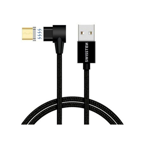 Swissten Arcade magnetický textilní datový kabel USB / microUSB 1,2m černý