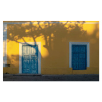 Fotografie Sunlit facade of colorful colonial building, loeskieboom, 40 × 24.6 cm