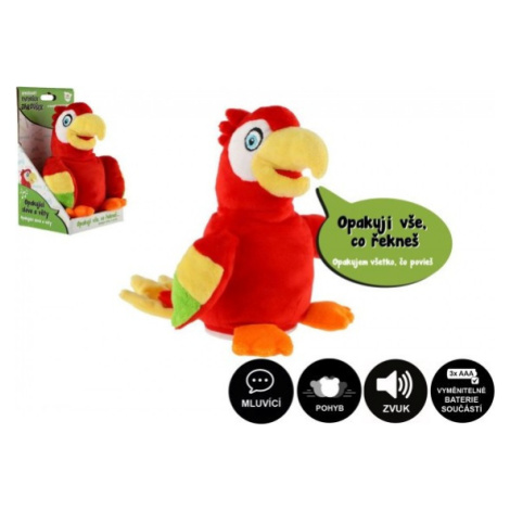 Papoušek Jaroušek opakující věty plyš 16 cm na baterie se zvukem v krabici Teddies