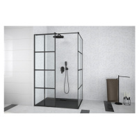 BESCO Walk-in sprchová rohová zástěna EXCEA 100 x 80 cm, černá barva, Čiré sklo