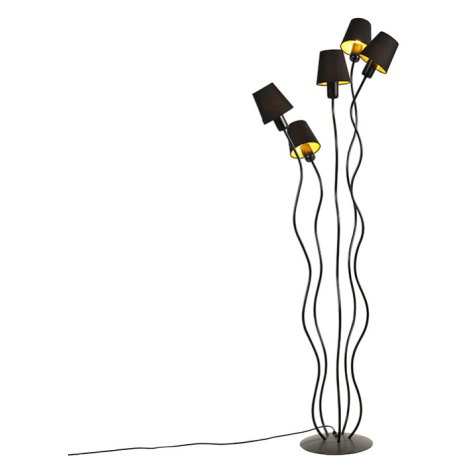 Designová stojací lampa černá 5-světelná s upínacím stínidlem - Wimme QAZQA