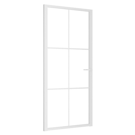 vidaXL Interiérové dveře 93 x 201,5 cm bílé ESG sklo a hliník