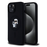 Karl Lagerfeld Liquid Silicone Karl and Choupette MagSafe Zadní Kryt pro iPhone 15 Black