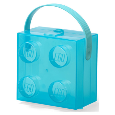 LEGO box s rukojetí - průsvitná modrá