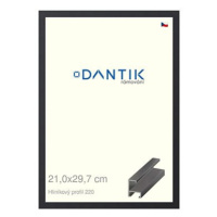 DANTIK rámeček 21 × 29,7, ALU profil 6220 Černý matný sklo čiré