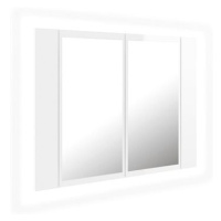 Shumee Koupelnová skříňka, LED zrcadlo, lesklá bílá, 60 × 12 × 45 cm
