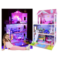 mamido Dřevěný domeček pro panenky XXL s LED osvětlením