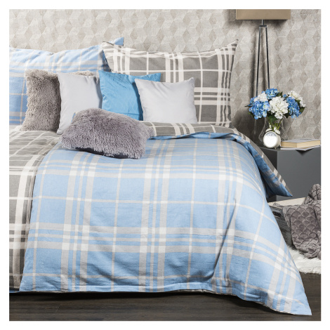 4Home Flanelové povlečení Modrá kostka