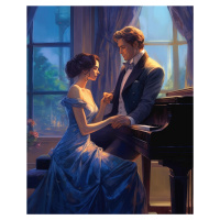 Obrazy na stěnu - Muž se ženou u klavíru Rozměr: 40x50 cm, Rámování: vypnuté plátno na rám