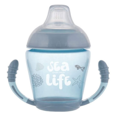 Canpol babies Nevylévací hrneček se silikonovým pítkem 230ml SEA LIFE modrý