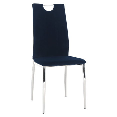 Jídelní židle, modrá Velvet látka / chrom, OLIVA NEW Tempo Kondela