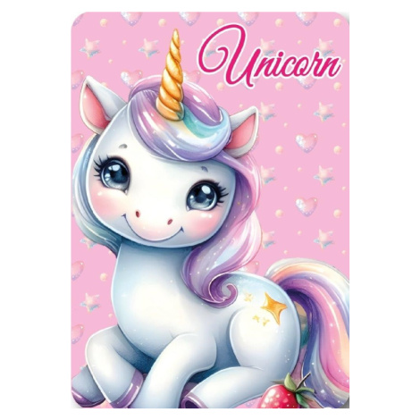 Faro Dětská fleecová deka Polar Unicorn 100x140 cm růžová