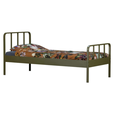 Zelená kovová postel WOOOD Mees, 90 x 200 cm