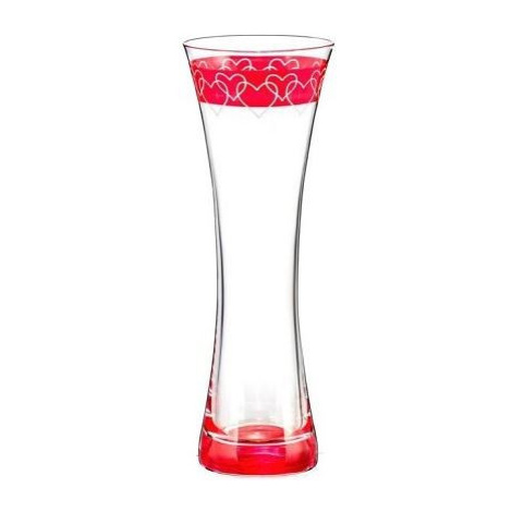 Crystalex červeno bílá skleněná váza Love 19,5 cm 1KS Crystalex-Bohemia Crystal