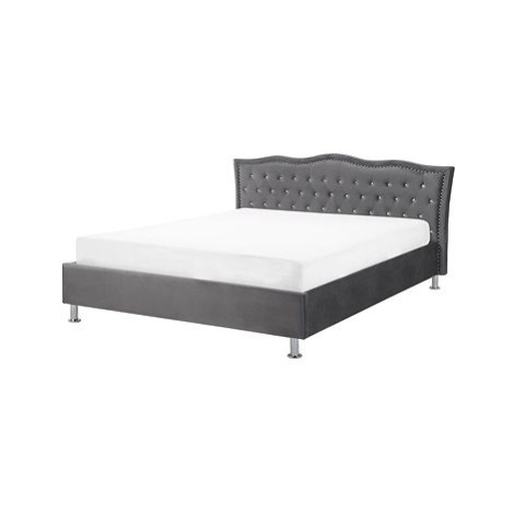 BELIANI postel METZ 160 × 200 cm, sametová, tmavě šedá