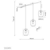 TK Lighting Závěsné svítidlo Elio, sklo, hnědá/čirá/šedá, 3 světla, decentralizované