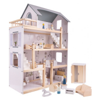 FunPlay 5944 Dřevěný domeček pro panenky s příslušenstvím3 patra 62x26,5x78cm