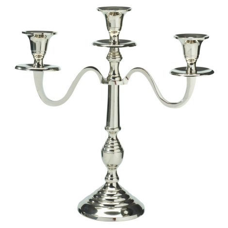 Kovový svícen 3ramenný 29x10x30 cm, barva stříbrná, dekor 2