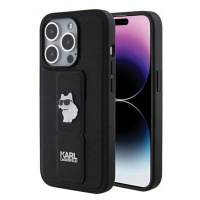 Karl Lagerfeld Gripstand Saffiano Choupette Pins Pouzdro iPhone 15 Pro (černé