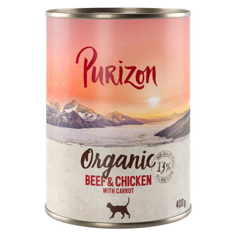 Purizon konzervy, 6 x 200 / 6 x 400 g za skvělou cenu! - Organic hovězí a kuřecí s mrkví (6 x 40