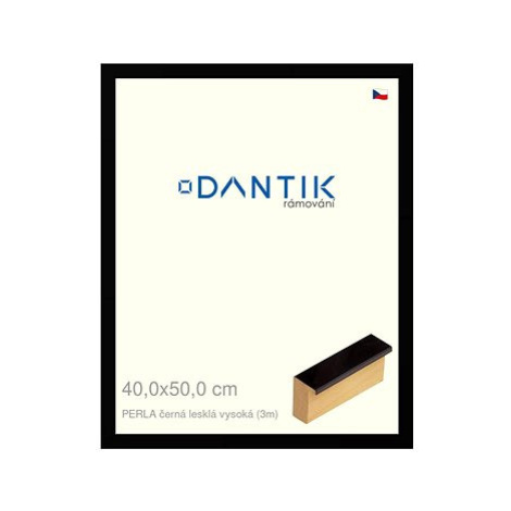 DANTIK rámeček 40 × 50, PERLA černý lesklý vysoký sklo čiré