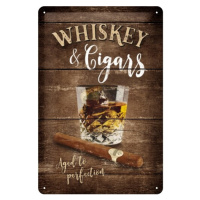 Plechová cedule Whiskey & Cigars - Aged to Perfection, 20 × 30 cm