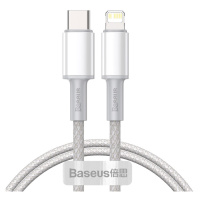 USB datový kabel Apple Lightning / USB-C Baseus High Density 20W PD 1m oplétaný bílý