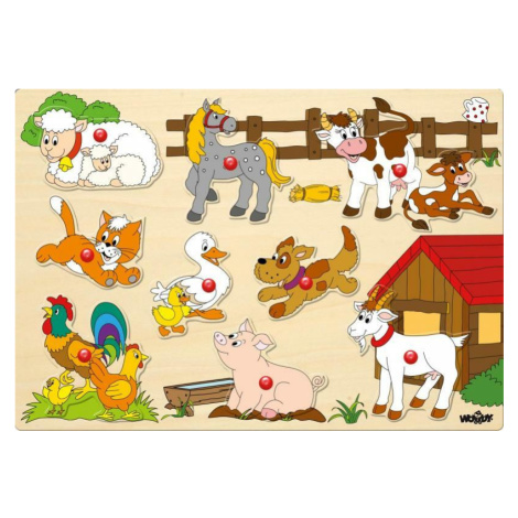 Woody Puzzle na desce - zvířata na farmě