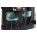 Estila Designová glamour barová židle Rufus s modrozeleným sametovým potahem a černou kovovou ko