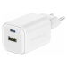 SWISSTEN SÍŤOVÝ ADAPTÉR GaN 1x USB-C 45W PD + 1x USB-A 18W QC BÍLÝ