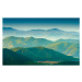 Fotografie Beautiful sunrise at misty morning mountains ., primeimages, (40 x 24.6 cm)