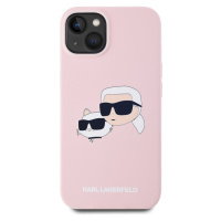 Zadní kryt Karl Lagerfeld Liquid Silicone Double Heads Magsafe pro Apple iPhone 14, růžová