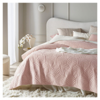 Světle růžový velurový přehoz na postel Feel 200 x 220 cm