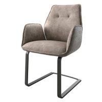 DELIFE Jídelní židle Zoa-Flex taupe vintage konzolová podnož plochá černá