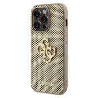 Zadní kryt Guess PU Perforated 4G Glitter Metal Logo pro Apple iPhone 15 Pro, zlatá